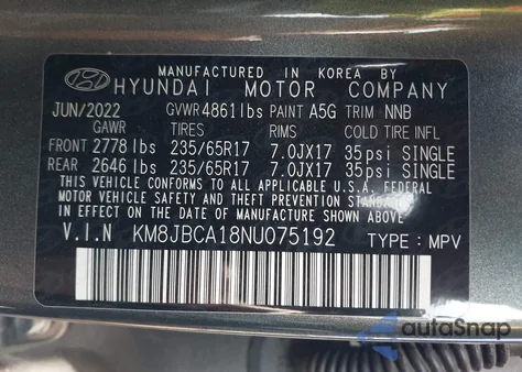 2022 Hyundai Tucson Blue from USA, damaged, VIN KM8JBCA18NU075192